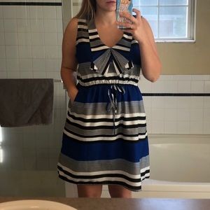 Navy, black & white dress - with pockets!